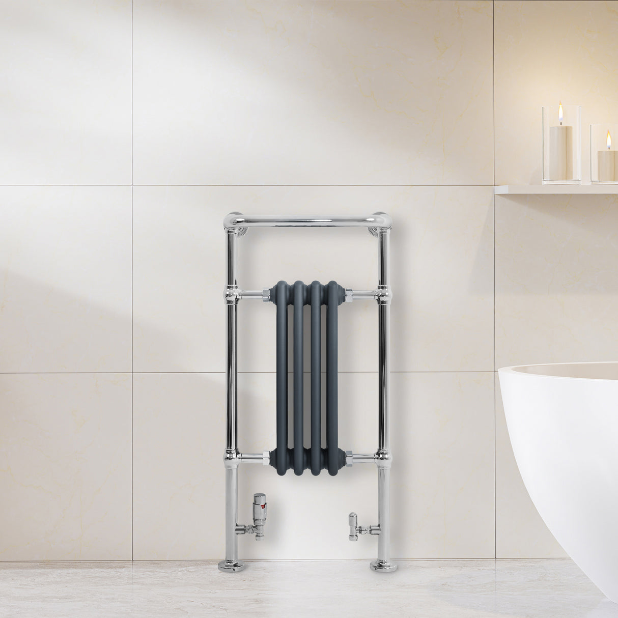 Traditional Heated Towel Rail Radiator – 950mm x 480mm – Anthracite Grey
