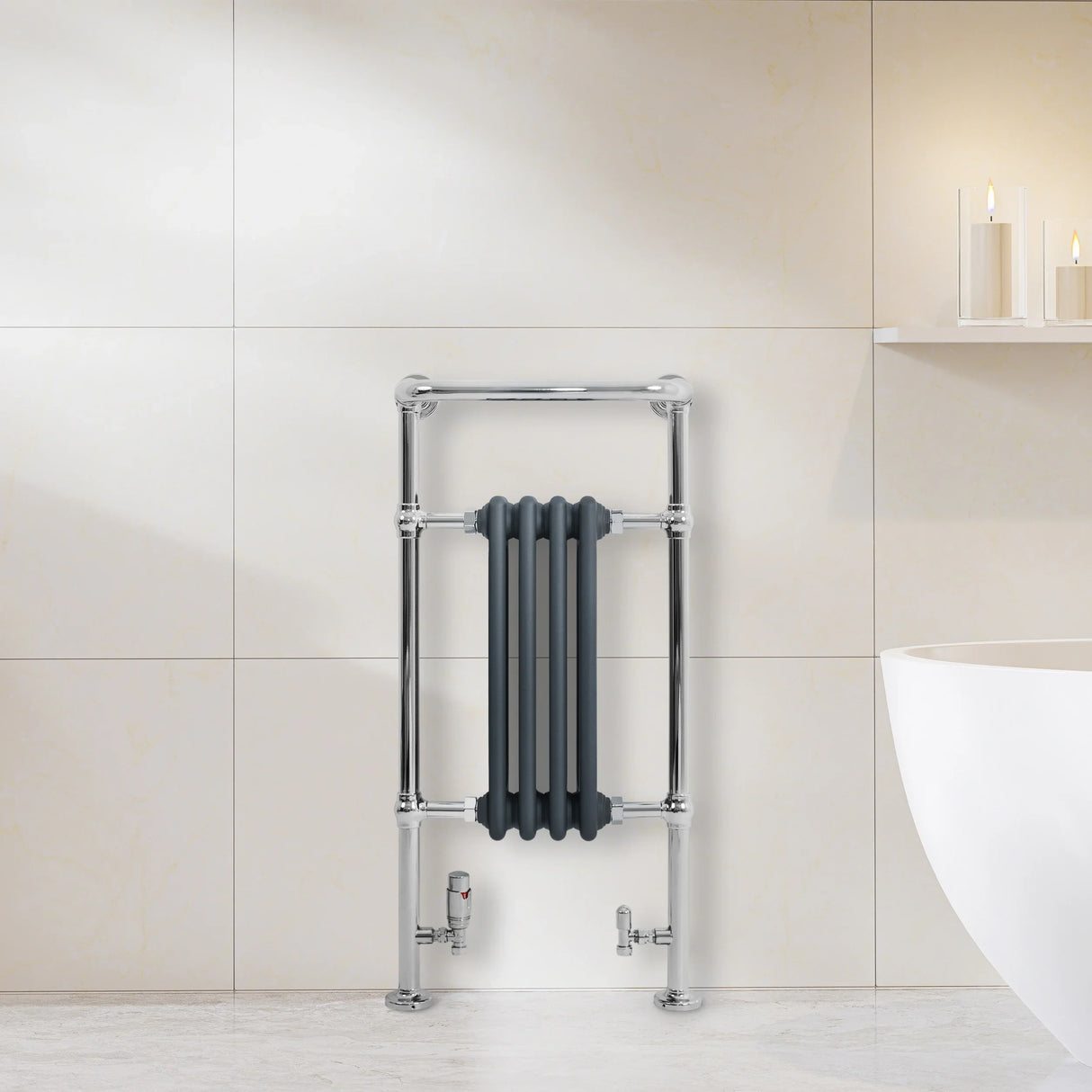 Traditional Heated Towel Rail Radiator – 950mm x 480mm – Anthracite Grey