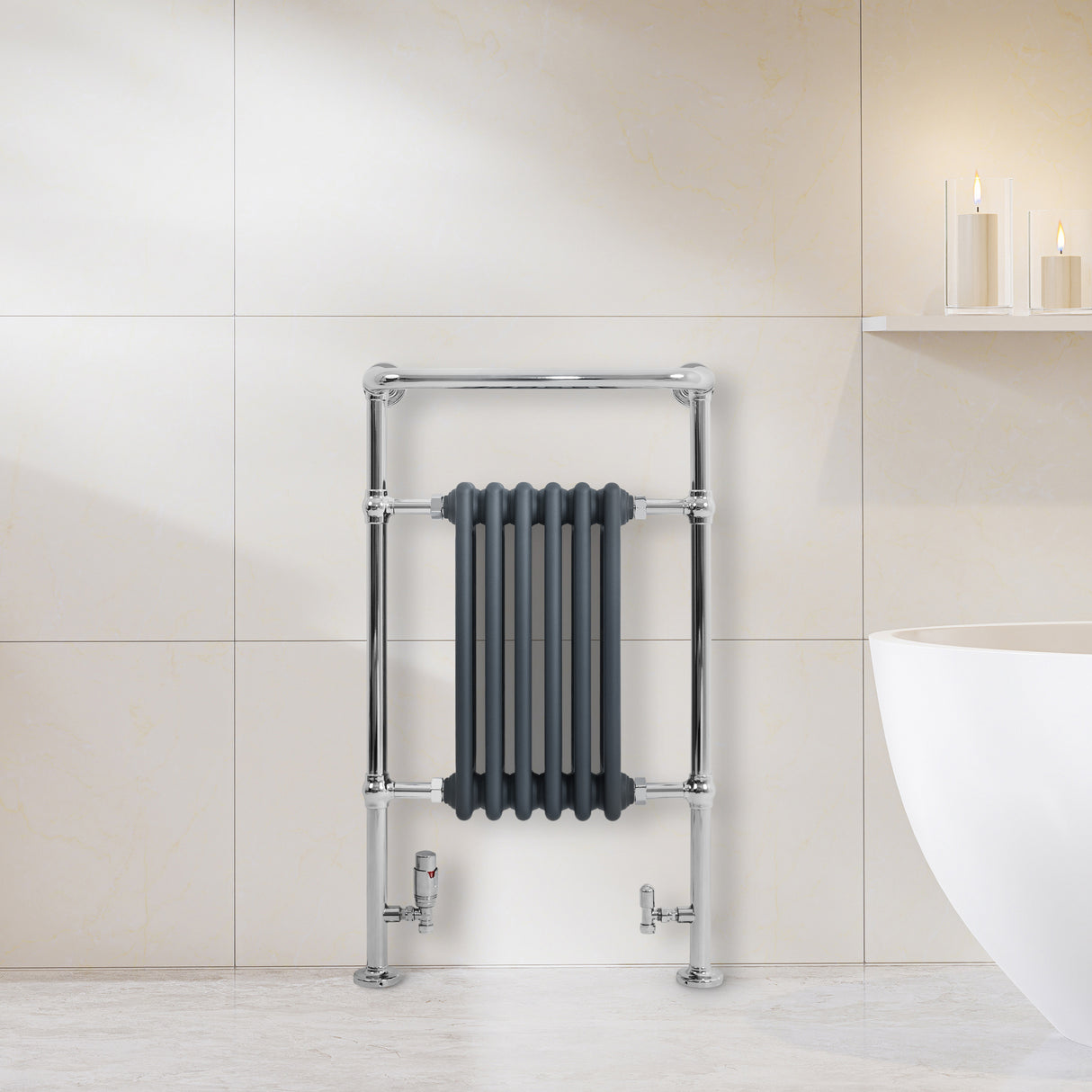 Traditional Heated Towel Rail Radiator – 950mm x 570mm – Anthracite Grey