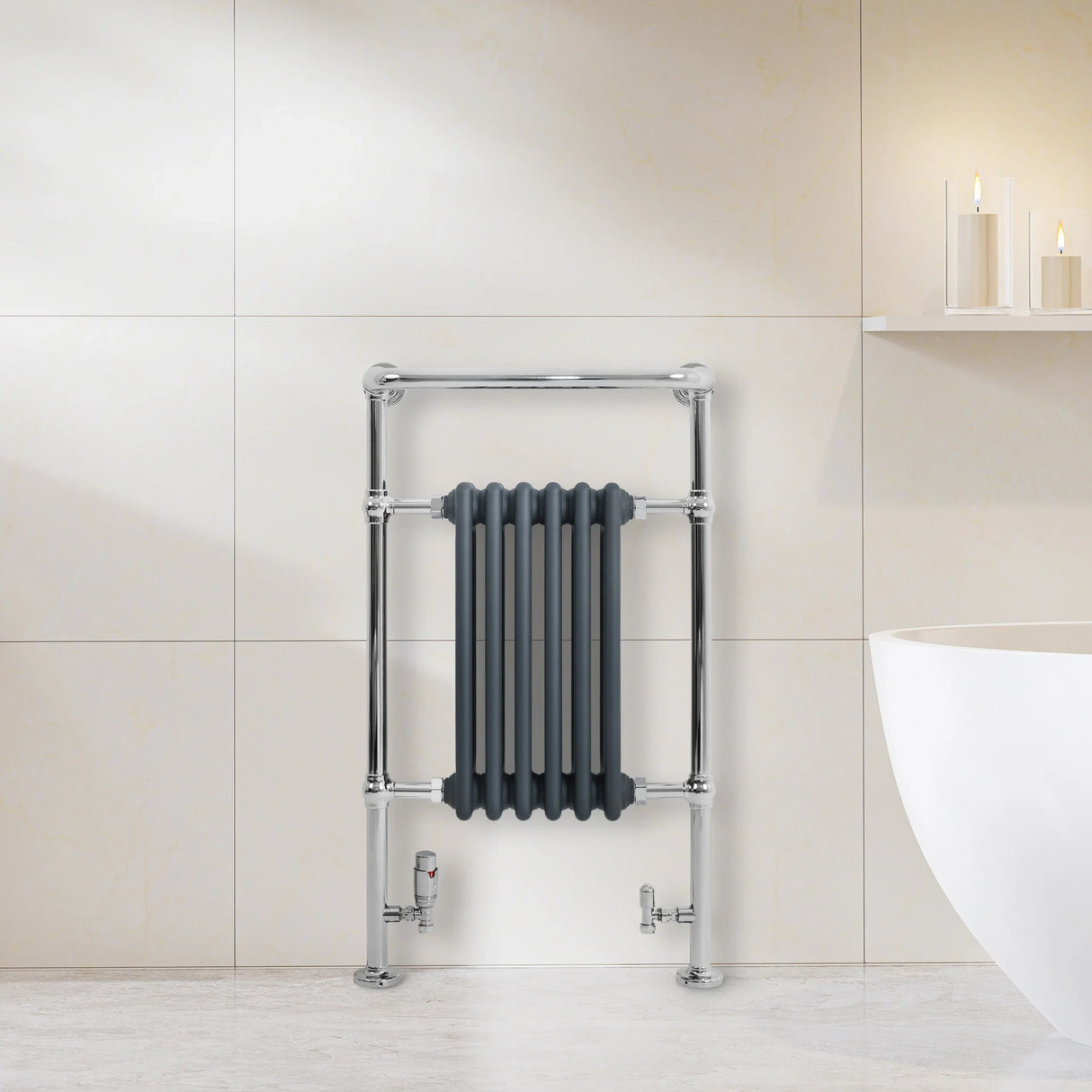 Traditional Heated Towel Rail Radiator – 950mm x 570mm – Anthracite Grey