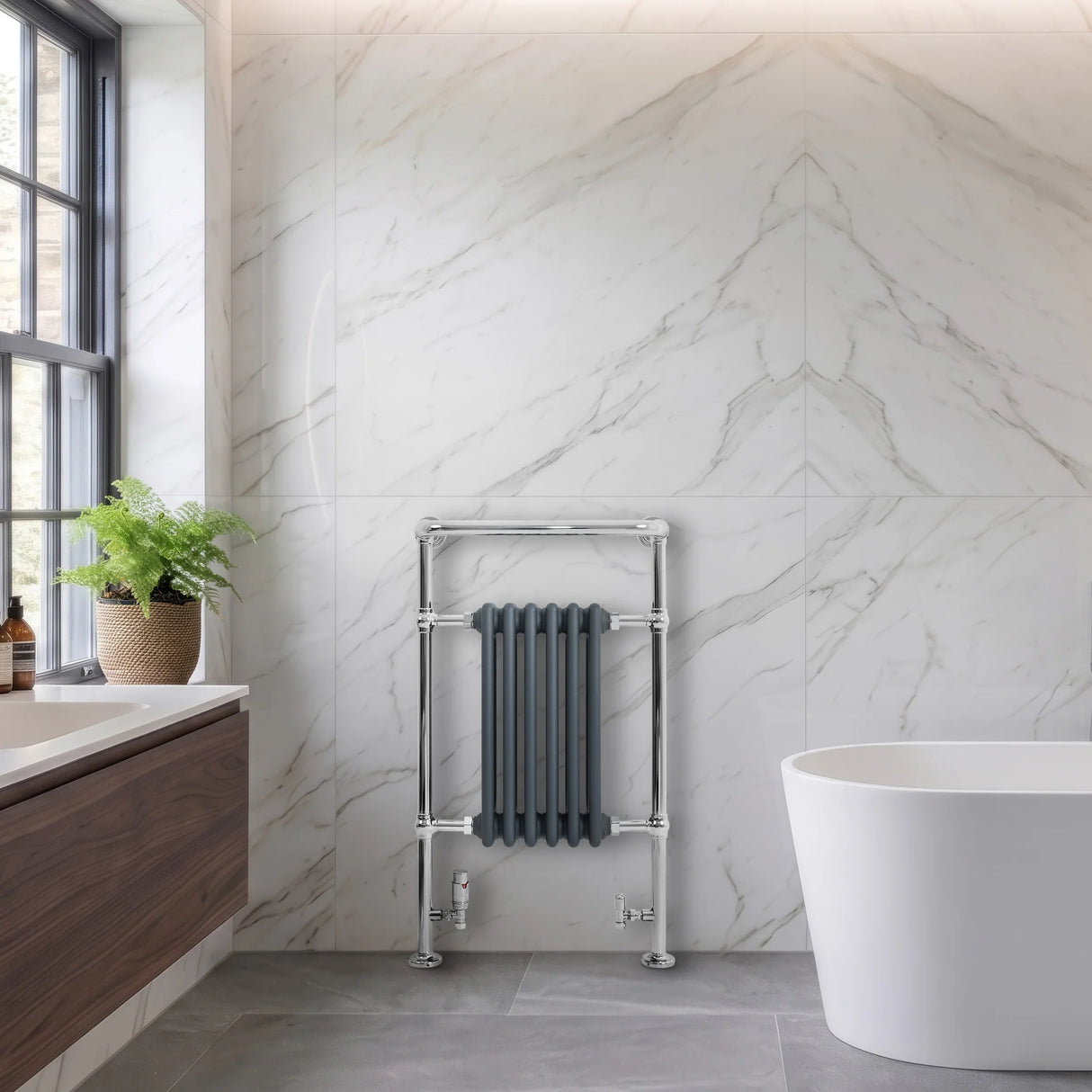 Traditional Heated Towel Rail Radiator – 950mm x 570mm – Anthracite Grey