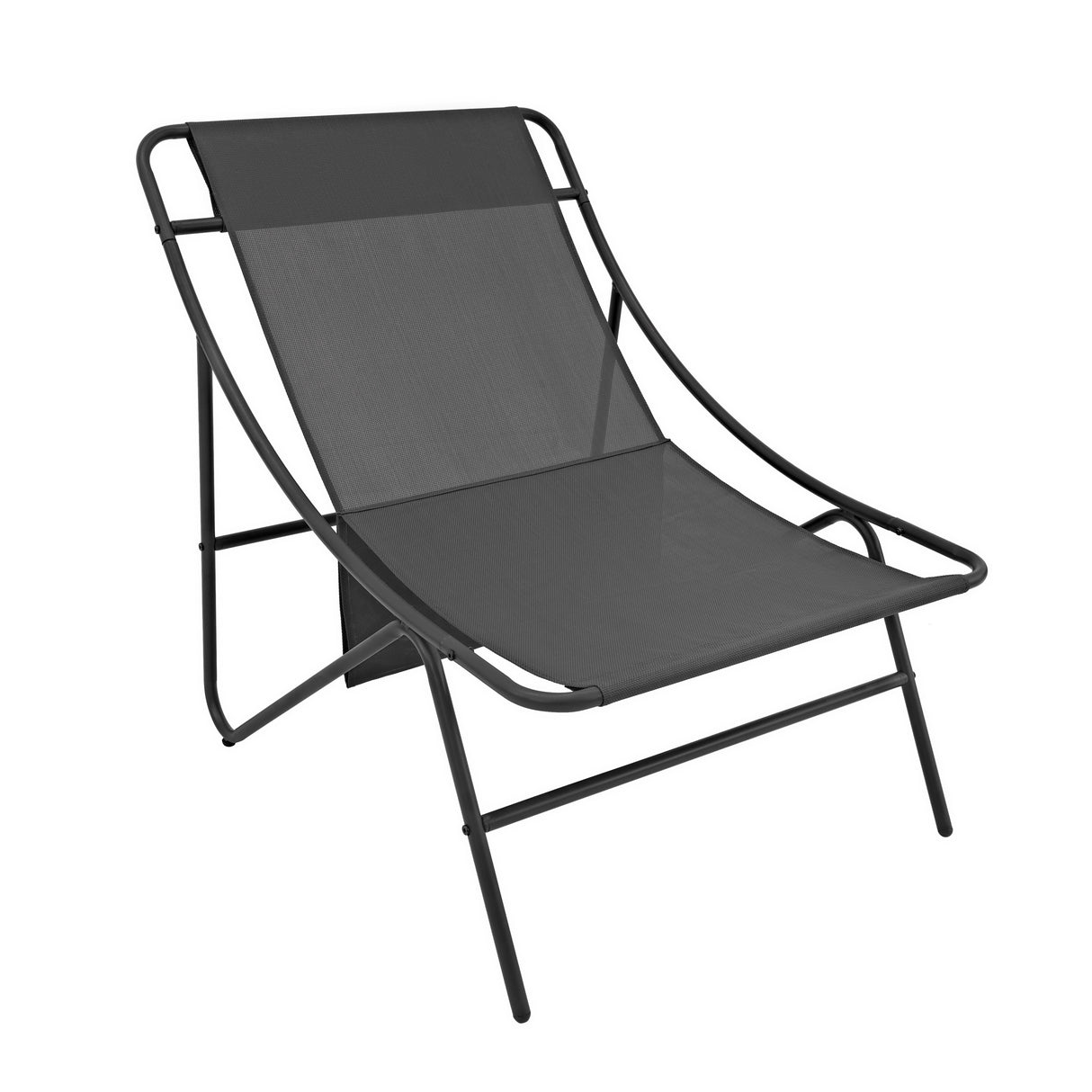 Stylish grey bistro chair with a sleek, modern design, featuring a breathable mesh seat and sturdy black metal frame