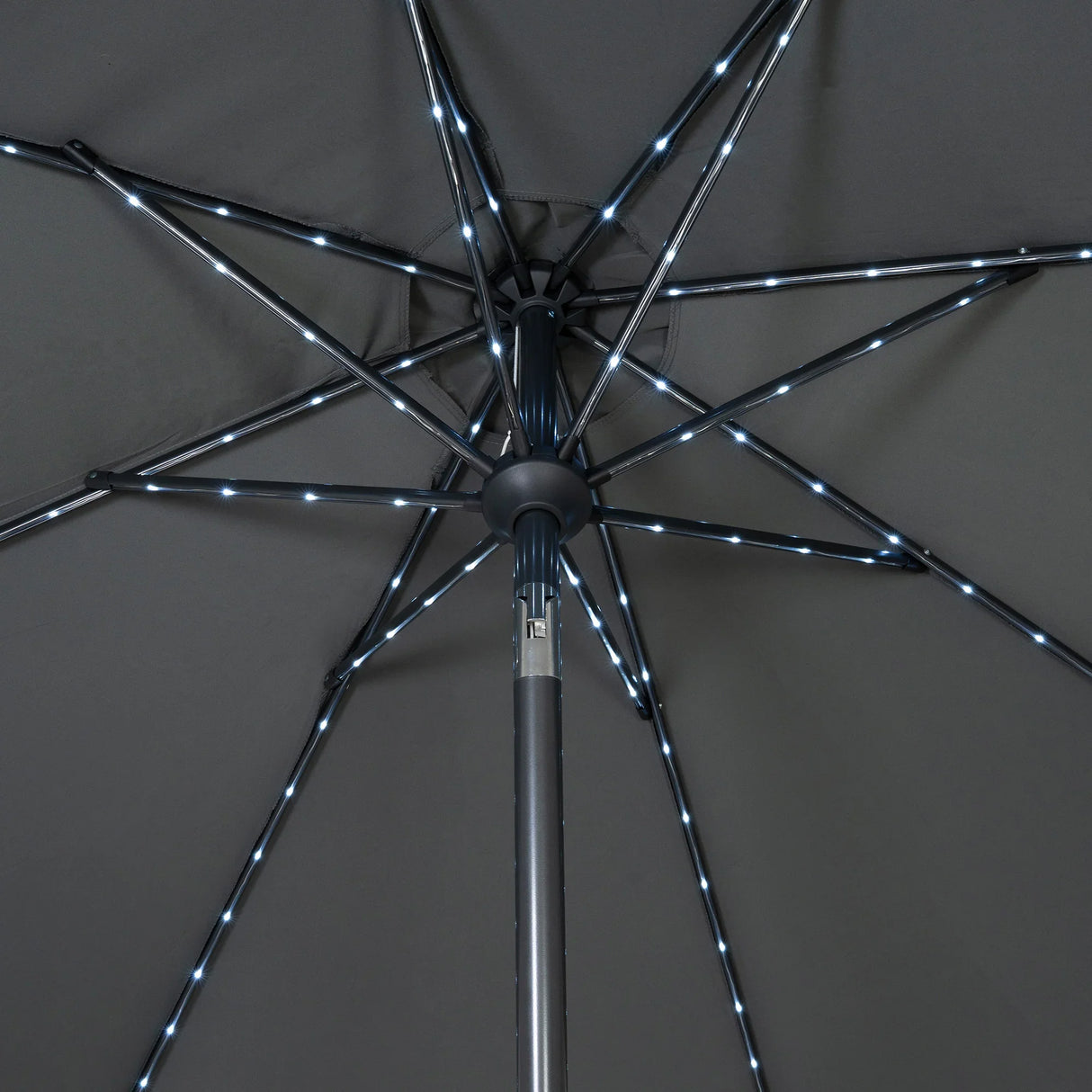 LED Tilt Parasol 2.7m With Tilt Base – Grey