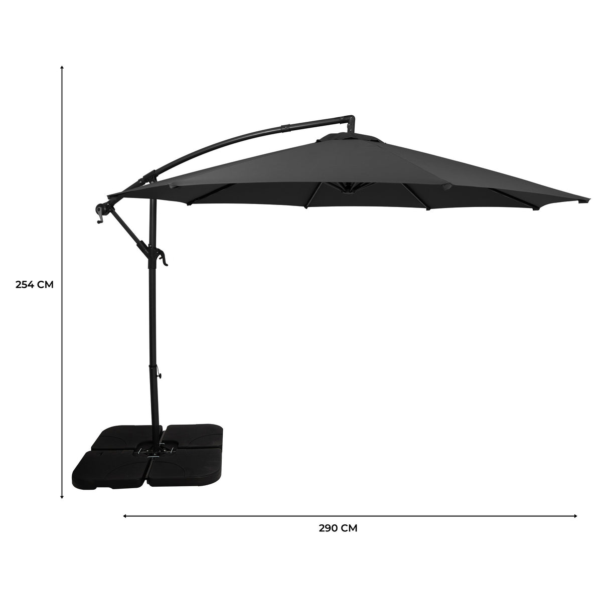 Cantilever Parasol 3m With Square Base – Grey