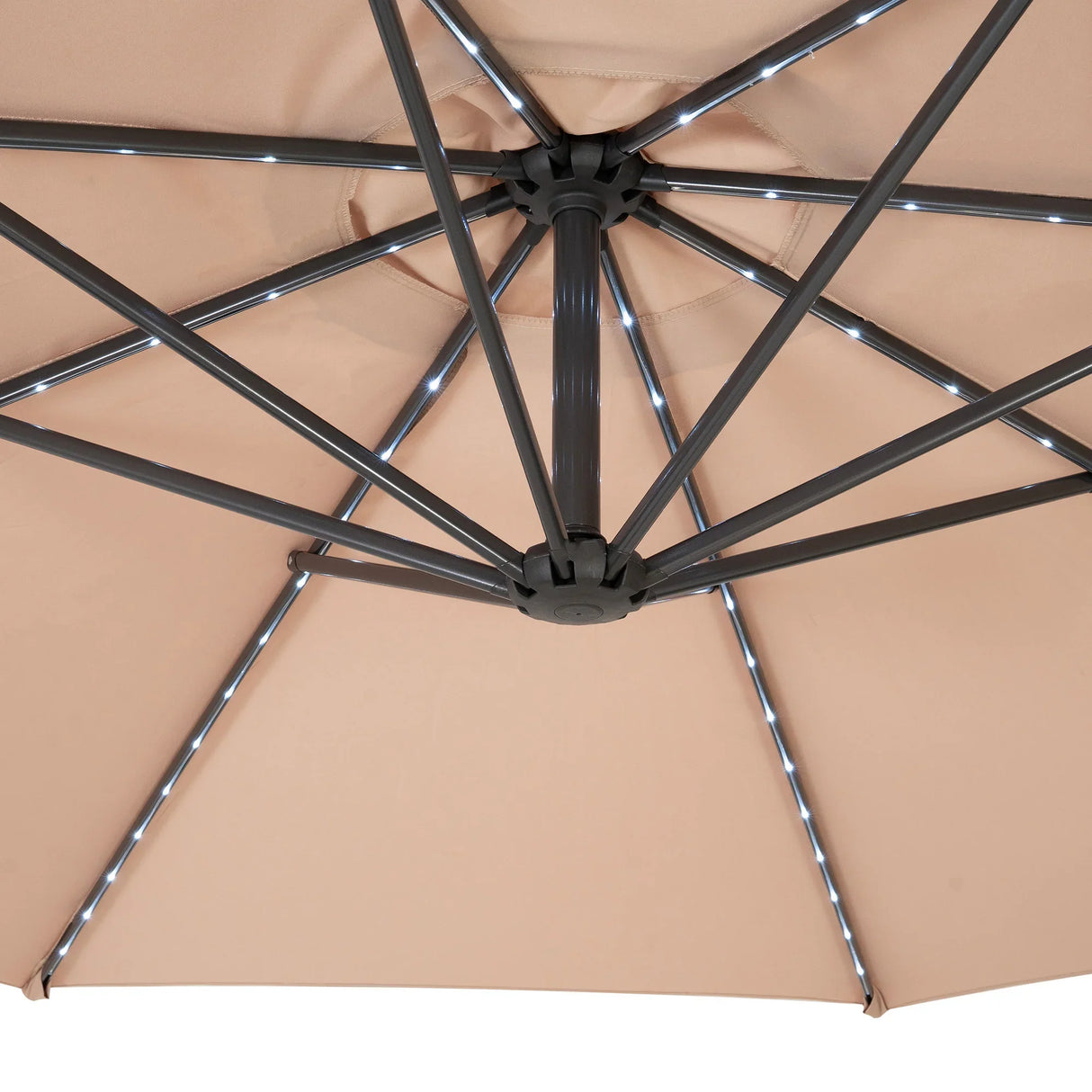LED Cantilever Parasol 3m With Square Base – Beige