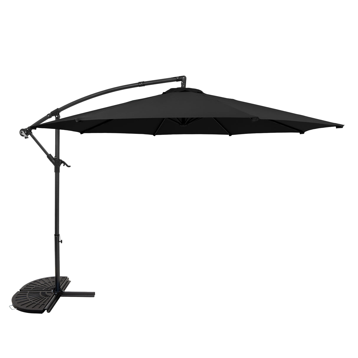 Cantilever Parasol 3m With Half Fan Base – Black