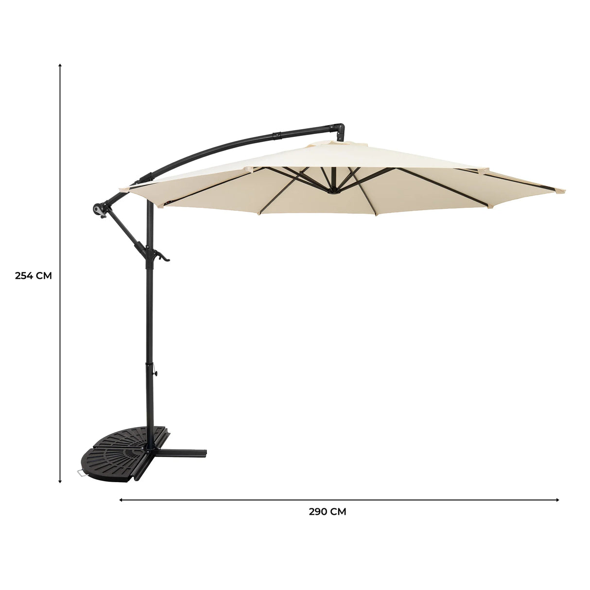 Cantilever Parasol 3m With Half Fan Base – Cream