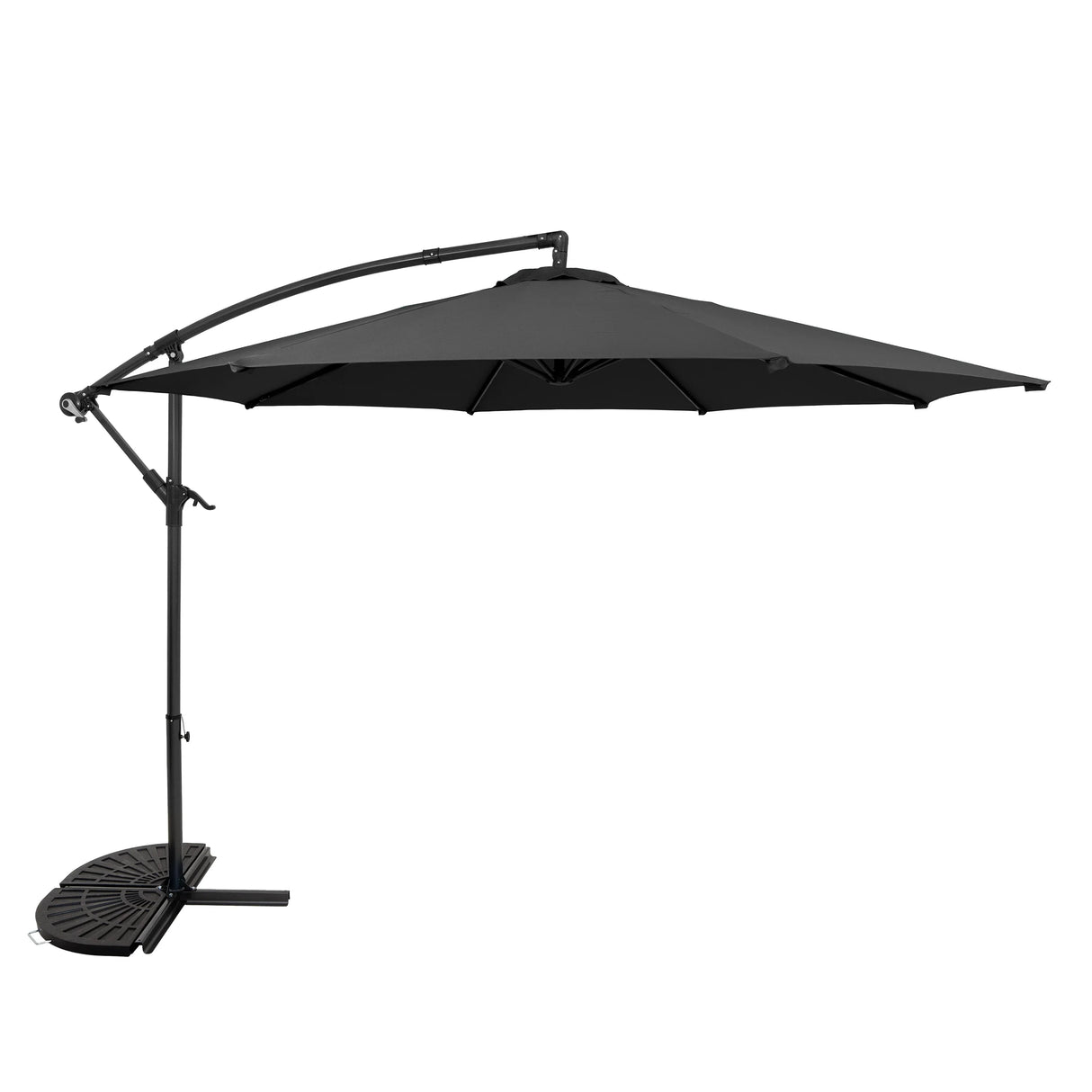 Cantilever Parasol 3m With Half Fan Base – Grey