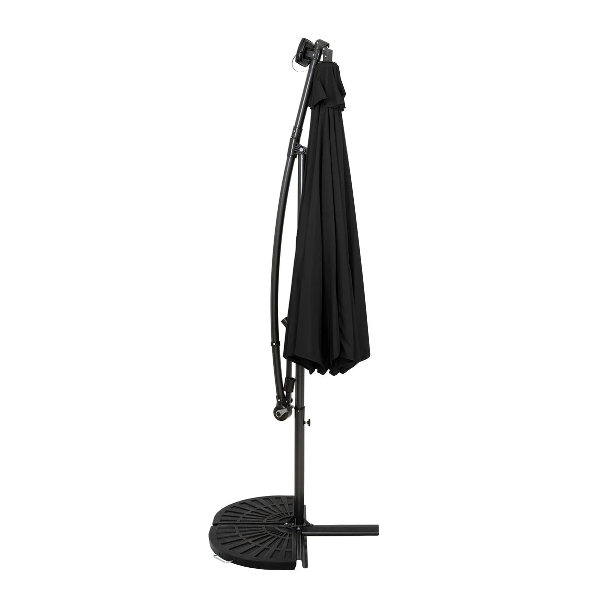 LED Cantilever Parasol 3m With Half Fan Base – Black
