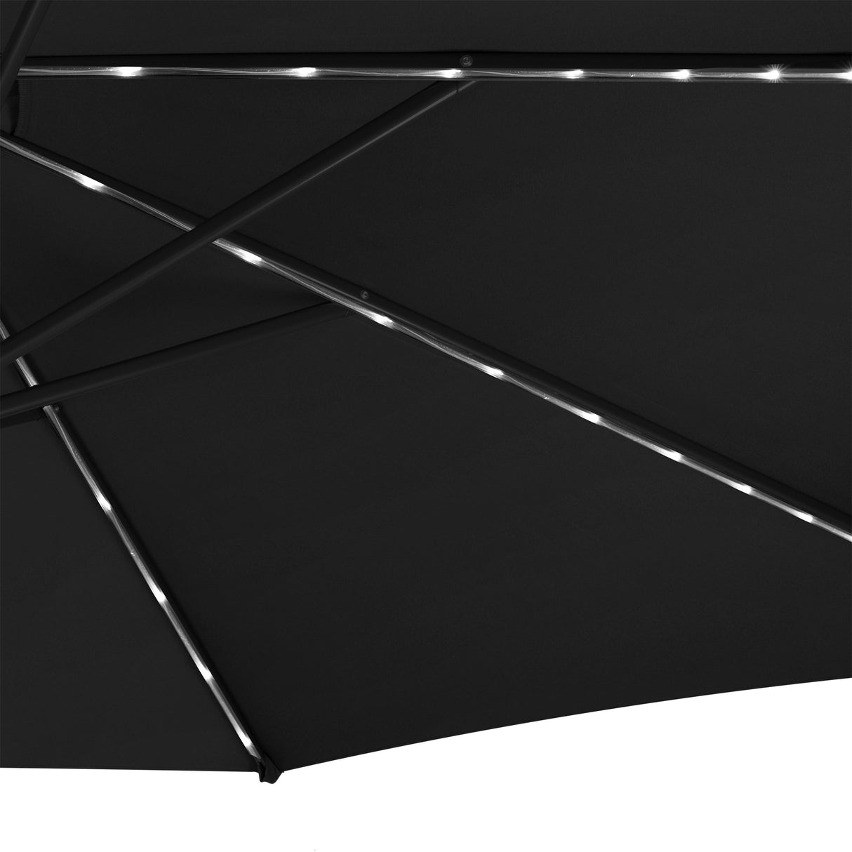 LED Cantilever Parasol 3m With Half Fan Base – Black