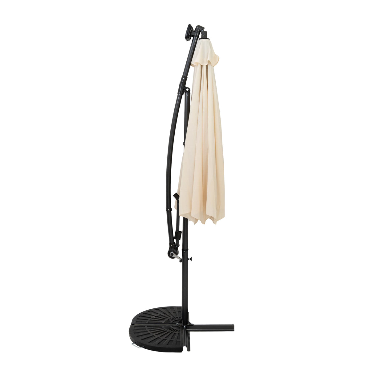 LED Cantilever Parasol 3m With Half Fan Base – Cream