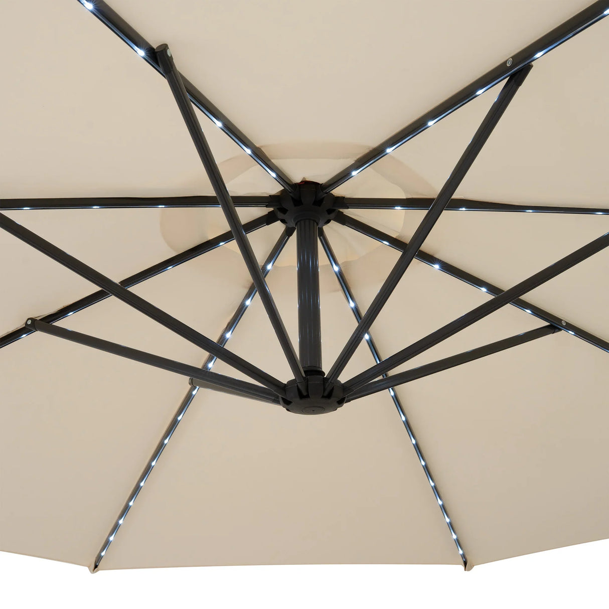 LED Cantilever Parasol 3m With Half Fan Base – Cream