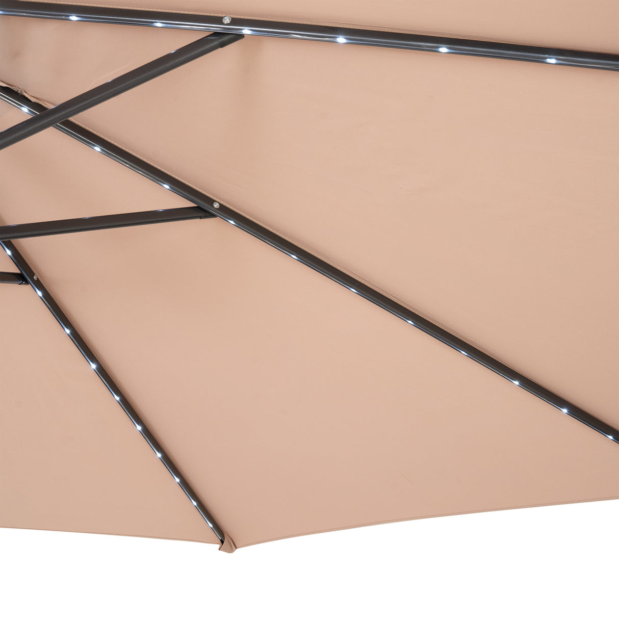 LED Cantilever Parasol 3m With Half Fan Base – Beige
