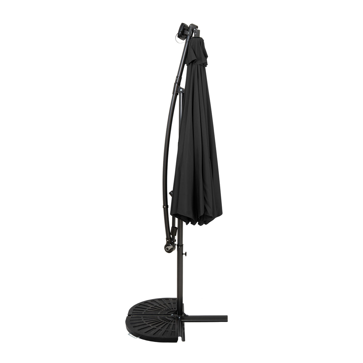 LED Cantilever Parasol 3m With Half Fan Base – Grey