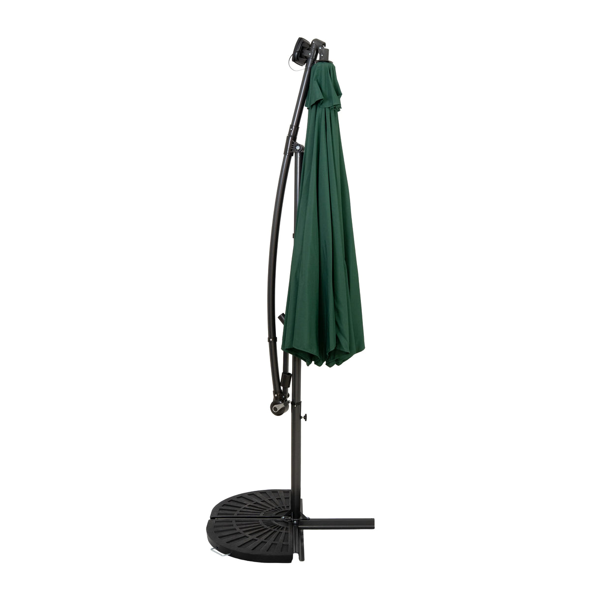 LED Cantilever Parasol 3m With Half Fan Base – Green