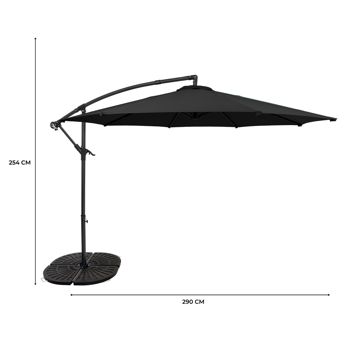 Cantilever Parasol 3m With Full Fan Base – Black