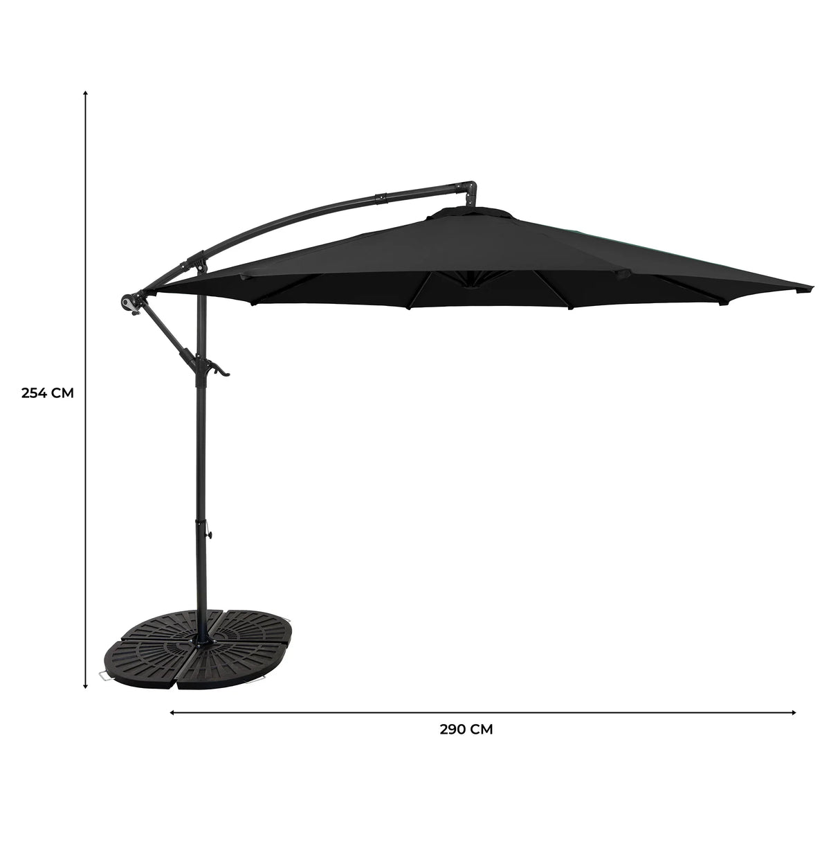 Cantilever Parasol 3m With Full Fan Base – Black