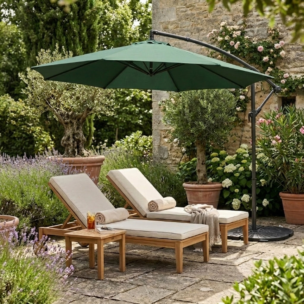 Cantilever Parasol 3m With Full Fan Base – Green