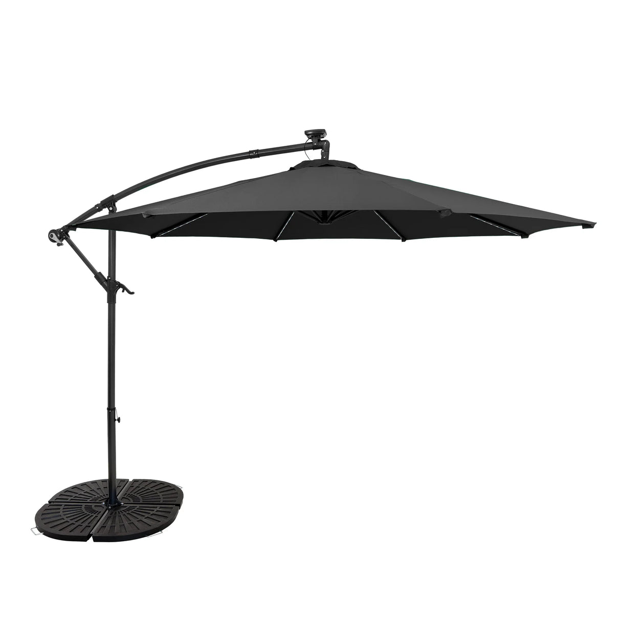 LED Cantilever Parasol 3m With Full Fan Base – Grey