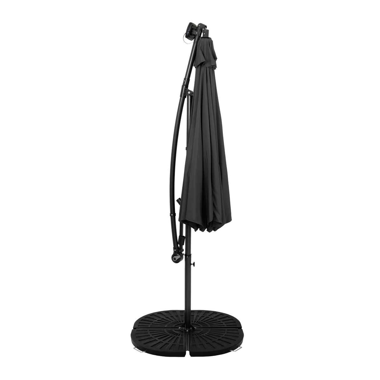 LED Cantilever Parasol 3m With Full Fan Base – Grey