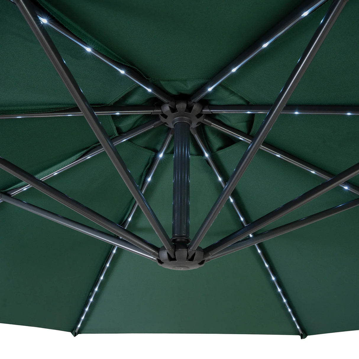LED Cantilever Parasol 3m With Full Fan Base – Green