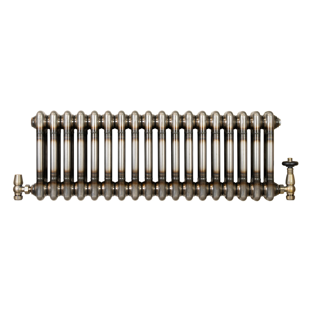 Traditional 2 Column Radiator & Valves – 300mm x 830mm - Raw Metal
