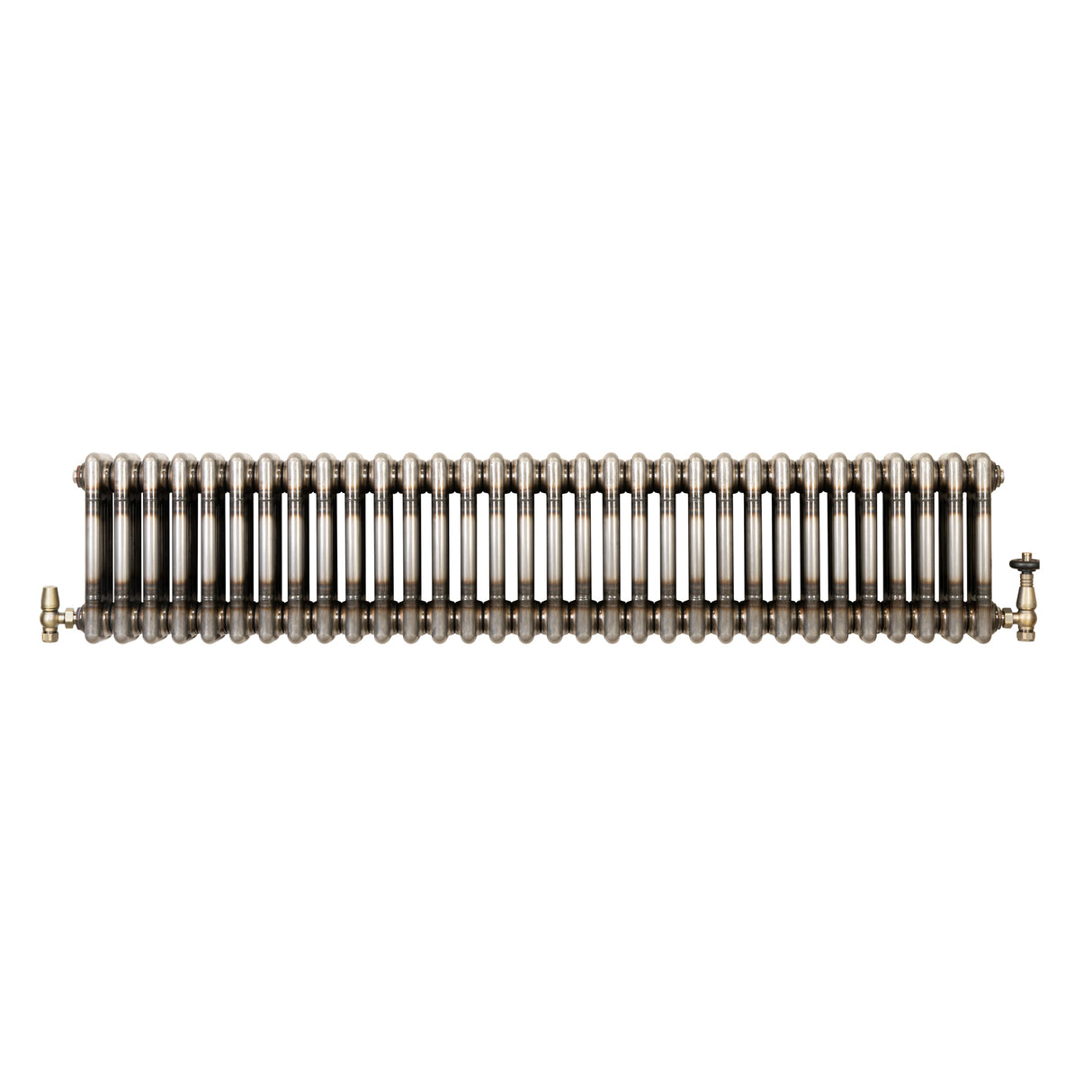 Traditional 3 Column Radiator & Valves - 300mm x 1460mm - Raw Metal