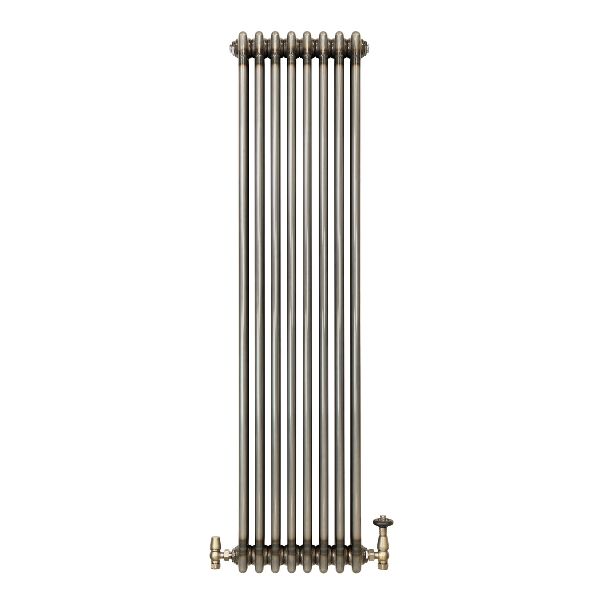 Traditional 3 Column Radiator & Valves - 1500mm x 380mm - Raw Metal