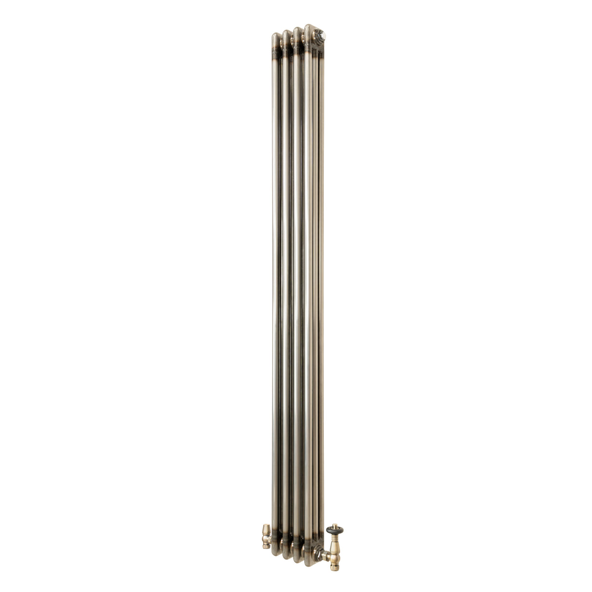 Traditional 3 Column Radiator & Valves – 1800mm x 200mm - Raw Metal