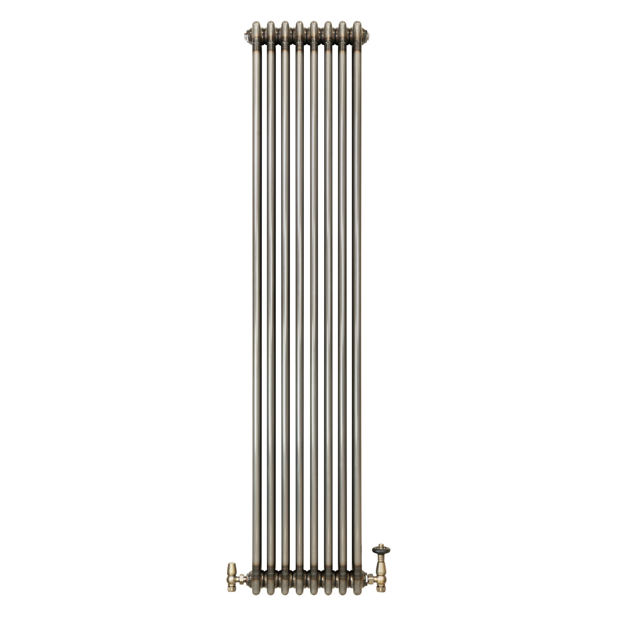 Traditional 3 Column Radiator & Valves – 1800mm x 380mm - Raw Metal