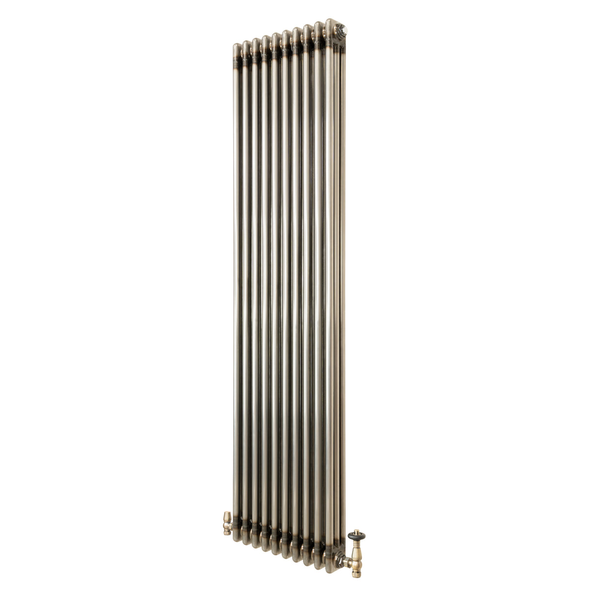 Traditional 3 Column Radiator & Valves - 1800 x 470mm - Raw Metal