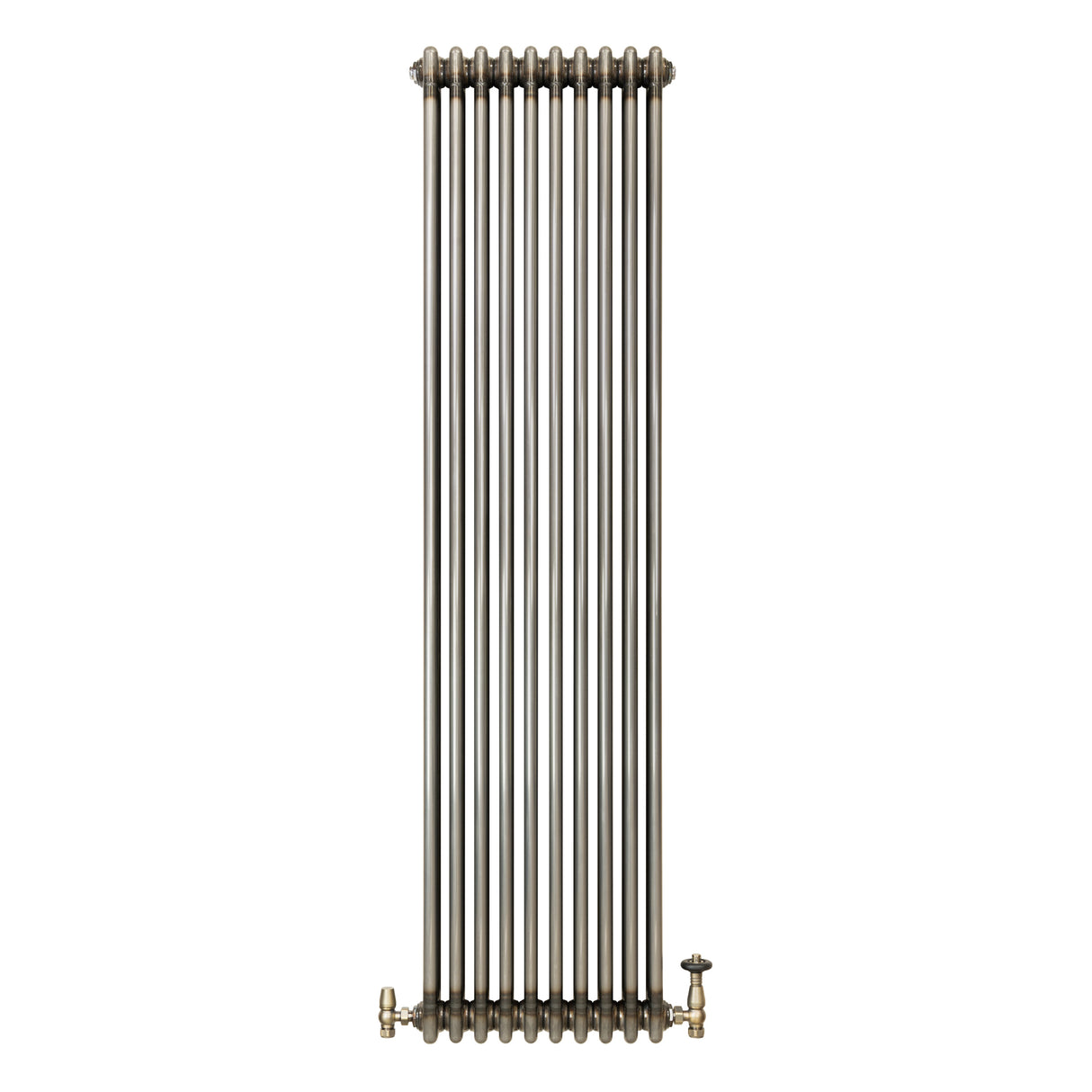 Traditional 3 Column Radiator & Valves - 1800 x 470mm - Raw Metal