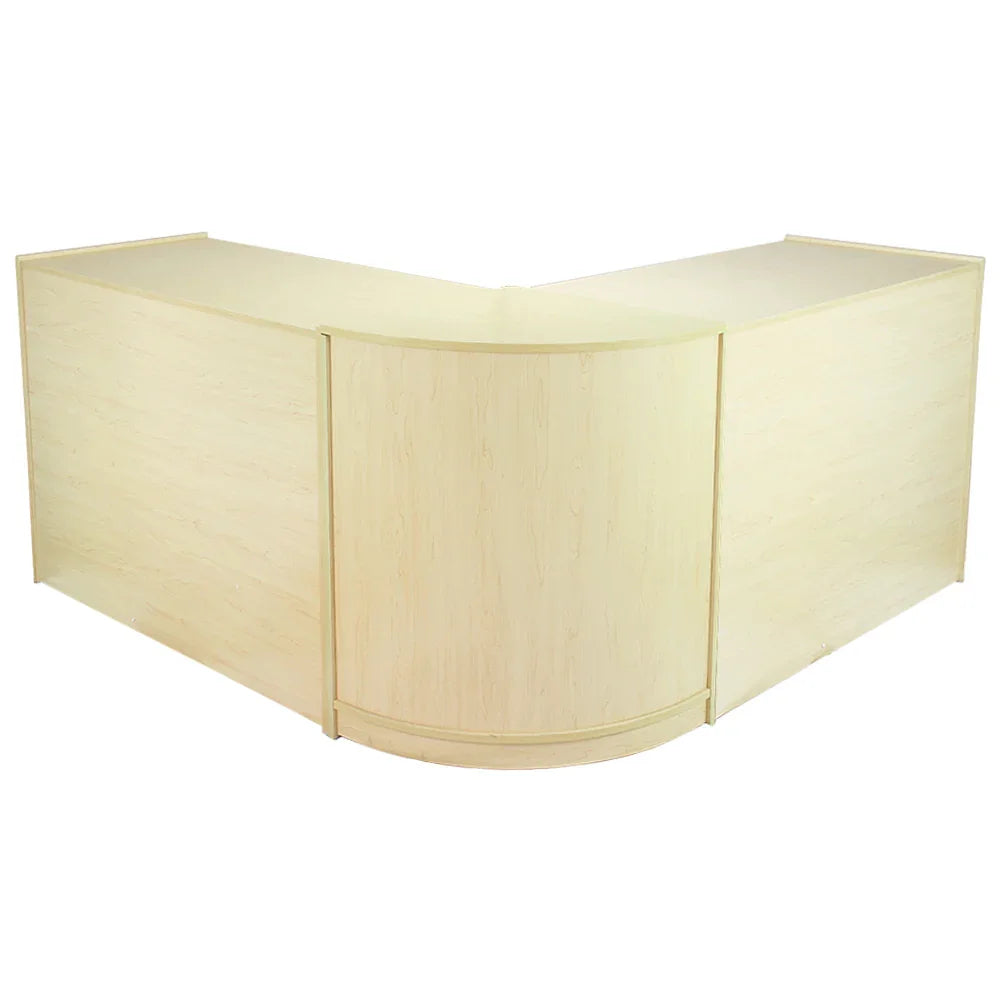 Zodiac Maple Shop Counter & Retail Display Set in light maple finish, featuring a sleek, curved design and smooth surface for easy cleaning