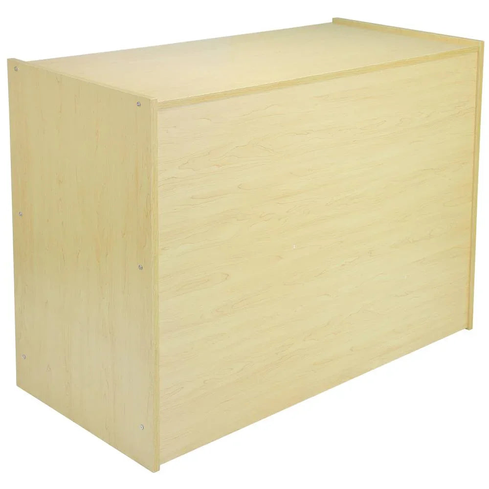 Venus Maple shop counter in light maple finish, featuring a sleek rectangular design and smooth surface, ideal for retail displays