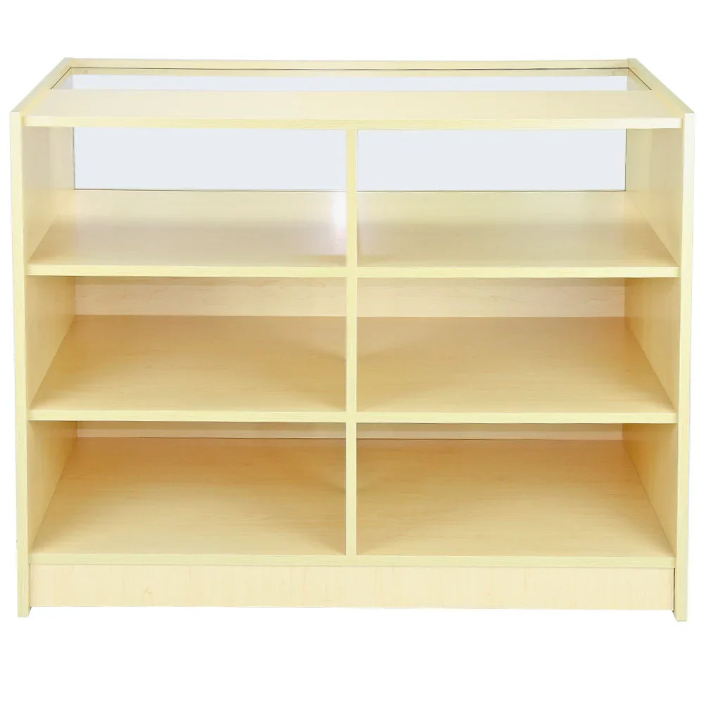 Scorpio Counter Set A1200 B1200 TB60 features a light maple finish, six spacious shelves, and a sleek, modern design for versatile display options