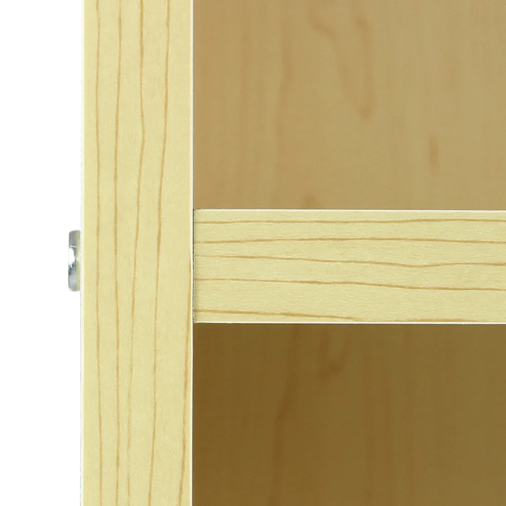 Maple retail shop corner counter LM60 featuring a smooth, light wood finish and clean lines, ideal for display and storage