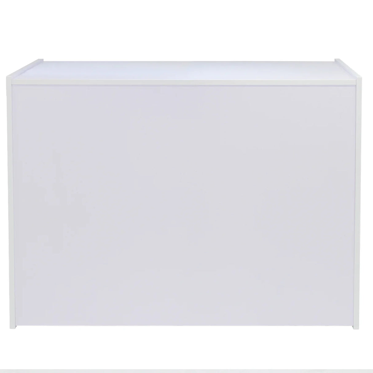Brilliant white A1200 retail shop counter with a sleek, modern design and smooth surface, ideal for showcasing products
