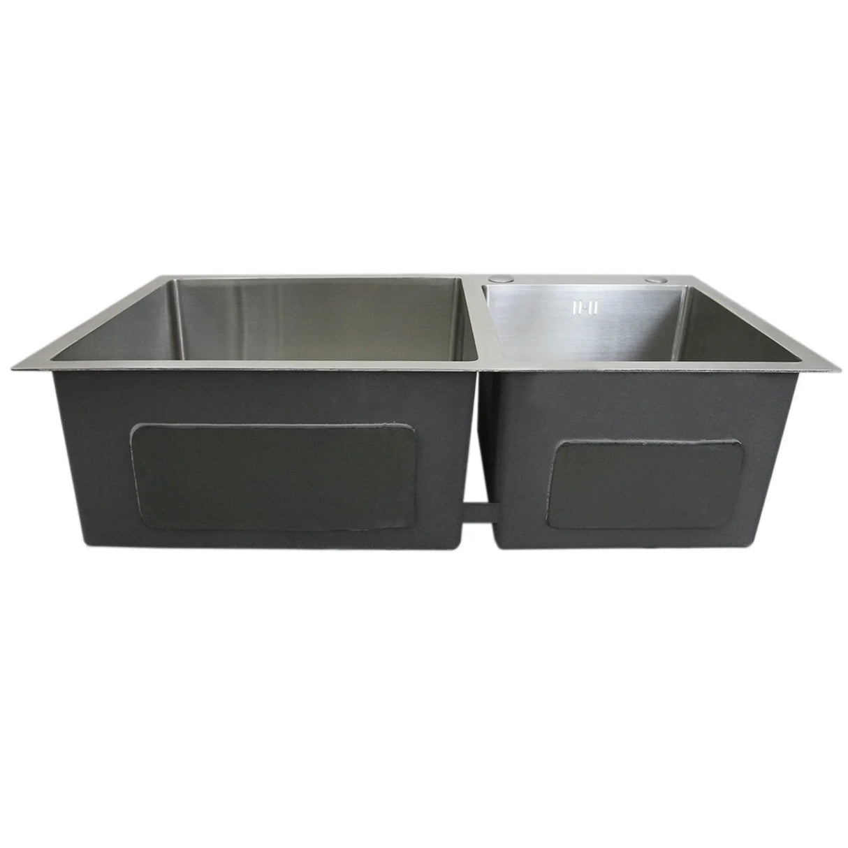 KuKoo double stainless steel sink featuring a sleek, modern design with two spacious basins and a brushed finish for easy cleaning