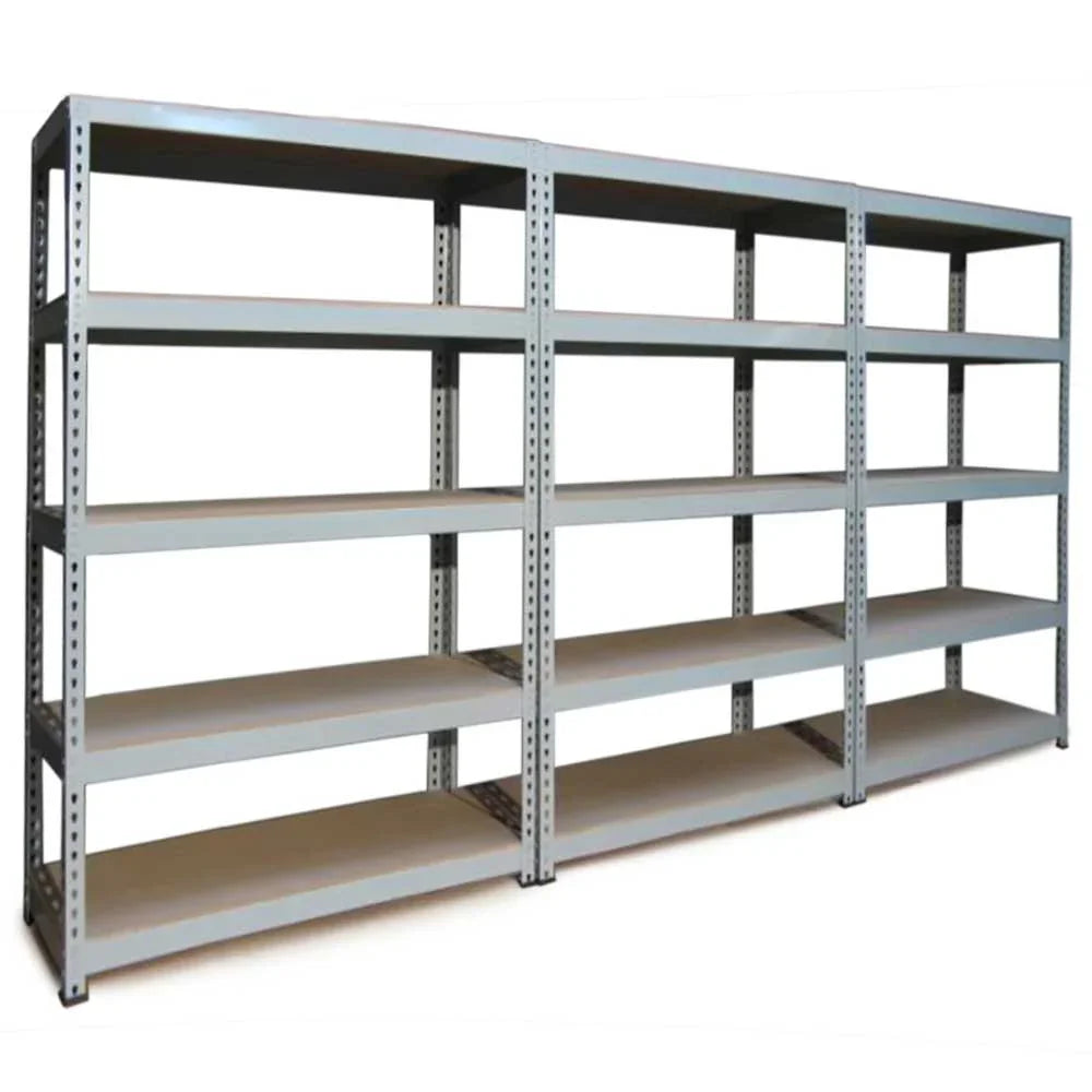 Grey metal shelving unit measuring 120 x 50 x 180cm, featuring six spacious shelves for efficient storage and organization