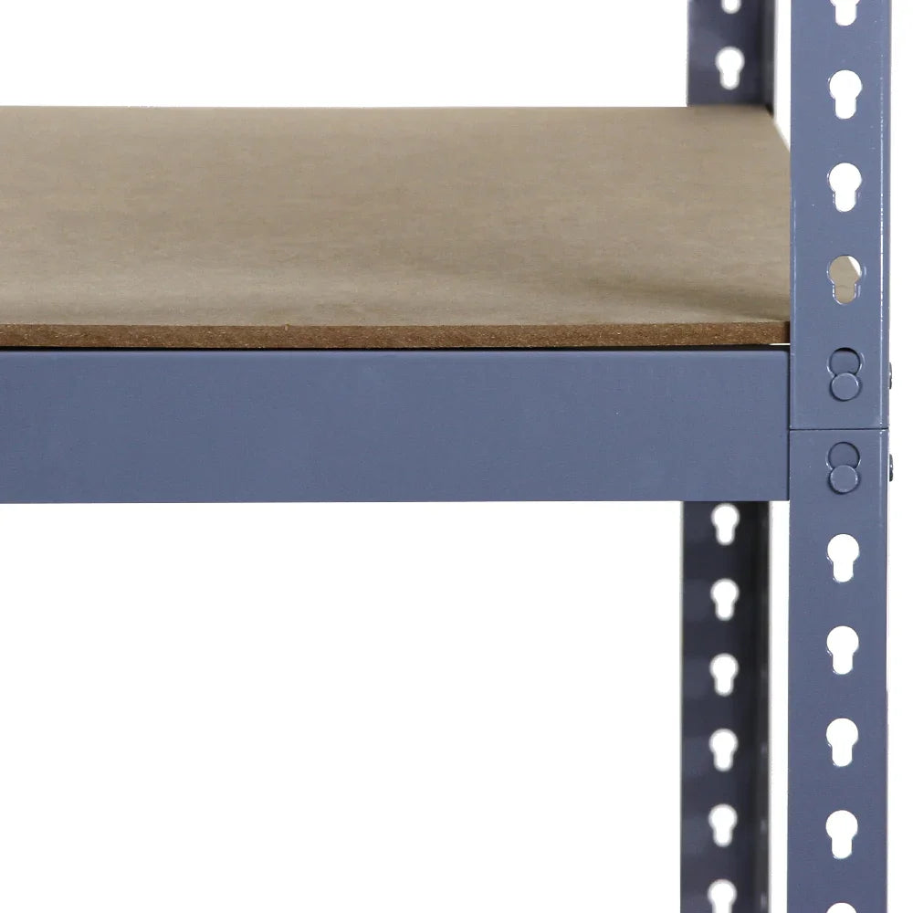 Grey metal shelving unit with a sturdy wooden shelf, featuring a sleek design and adjustable height for versatile storage solutions