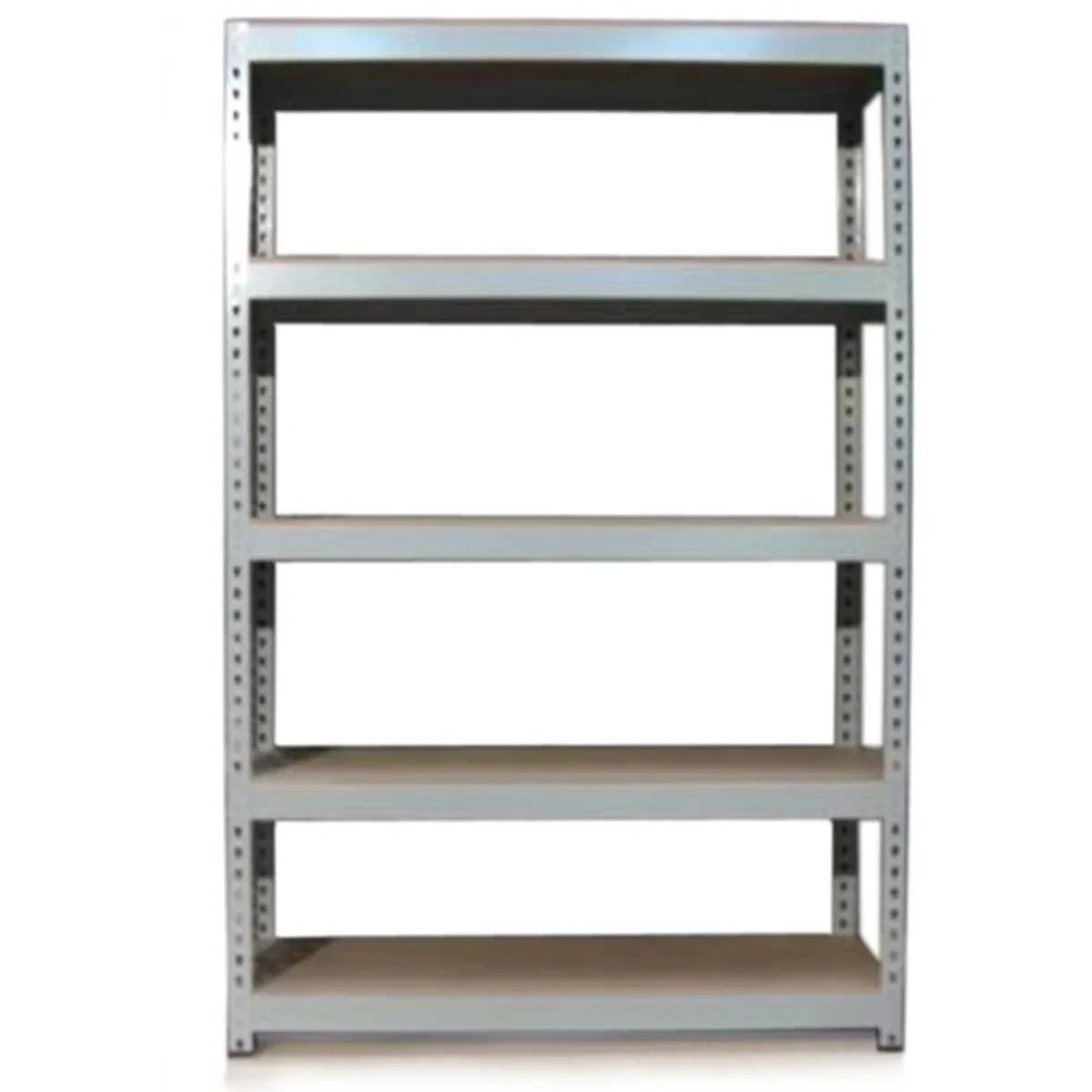 Grey metal shelving unit, 120 x 50 x 180cm, featuring five sturdy shelves with a smooth finish, ideal for storage and organization