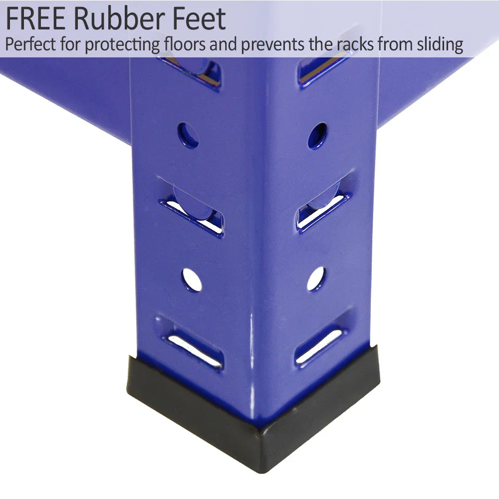 T-RAX Blue 90cm storage rack featuring sturdy metal construction, vibrant blue finish, and protective rubber feet for stability