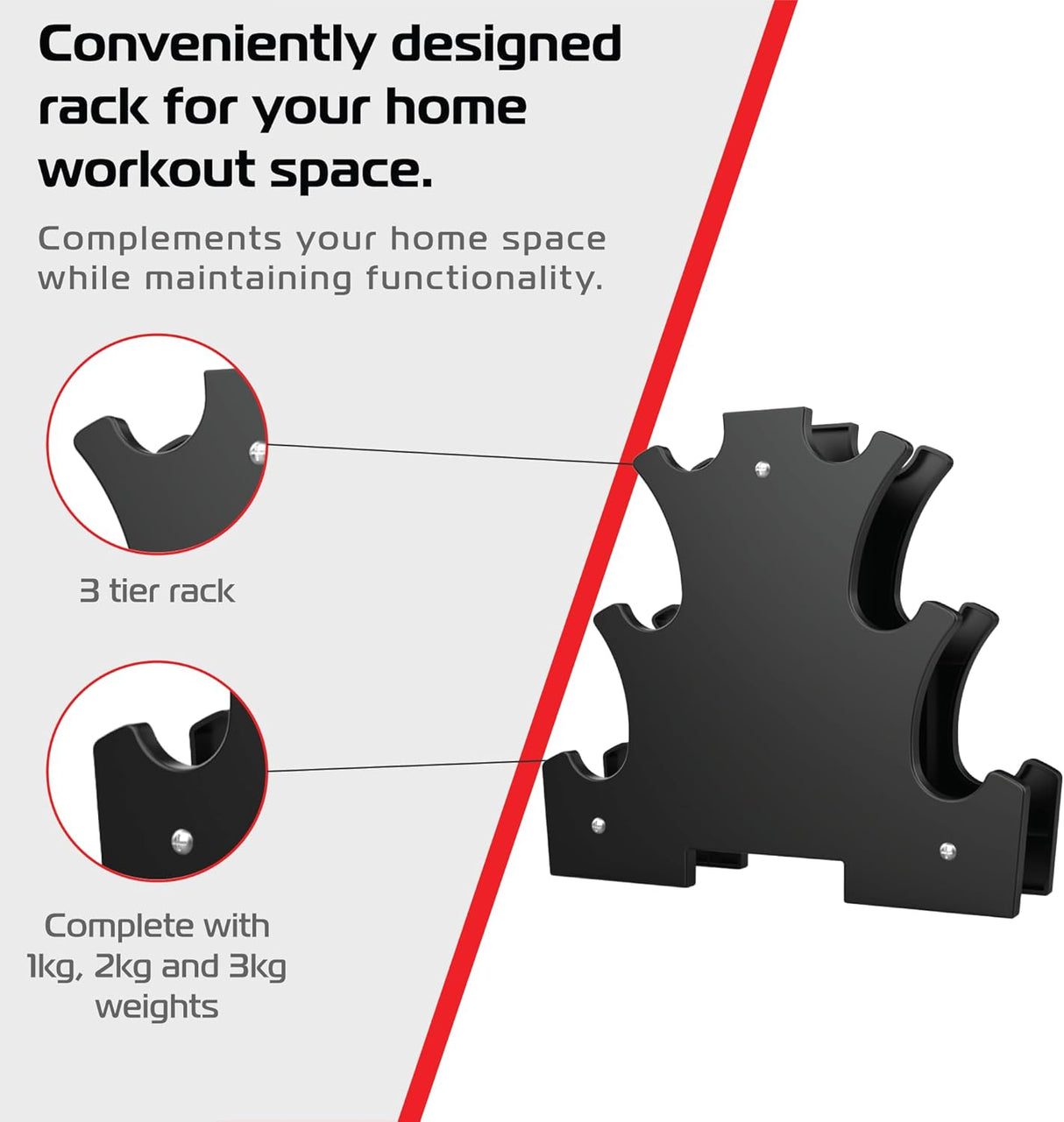 12kg Neoprene Dumbbell Set with Rack