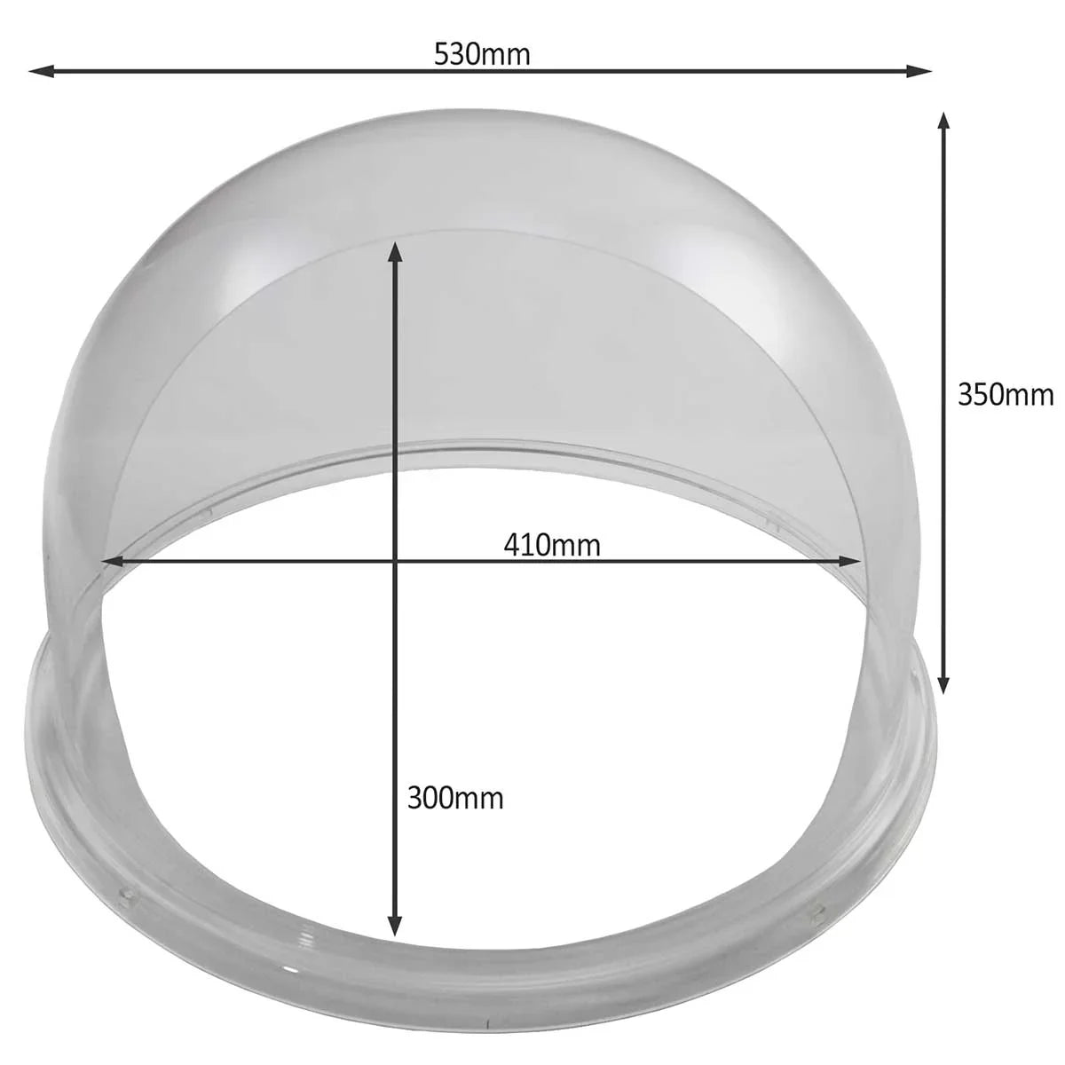Clear protective dome for KuKoo candy floss machine, measuring 530mm wide and 350mm high, designed to keep cotton candy safe and clean