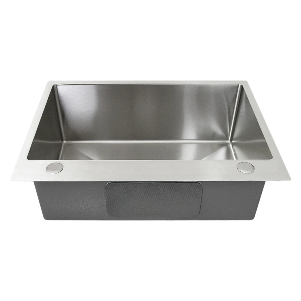 Single stainless steel sink with a sleek, modern design, featuring a smooth surface and rounded corners for easy cleaning