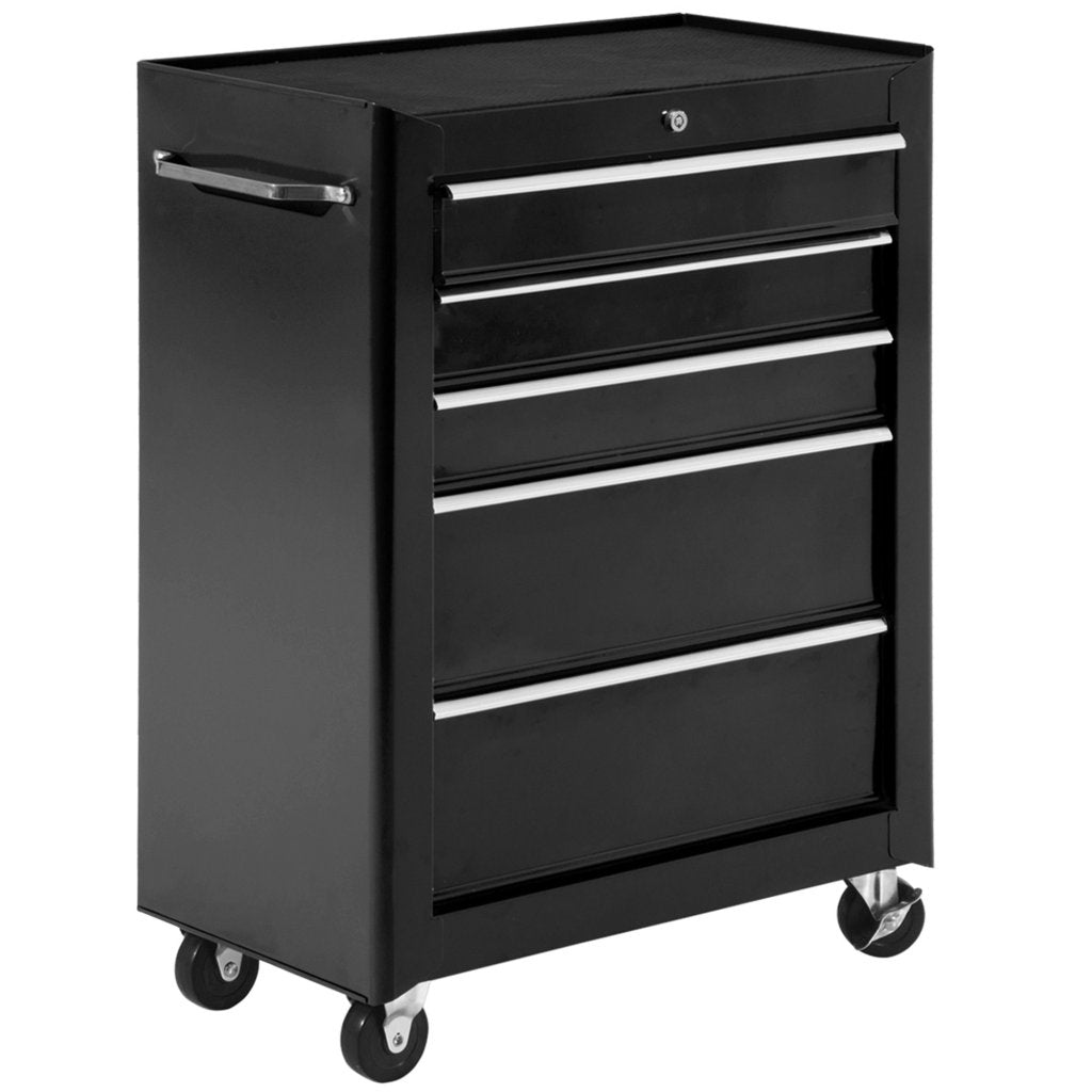 5-Drawer Lockable Tool Storage Trolley – Black