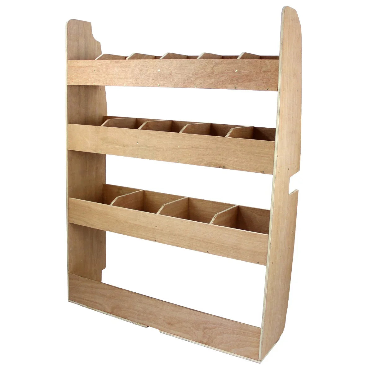 Ford Transit Custom divider racking features a sturdy wooden frame with multiple storage compartments for tools and equipment