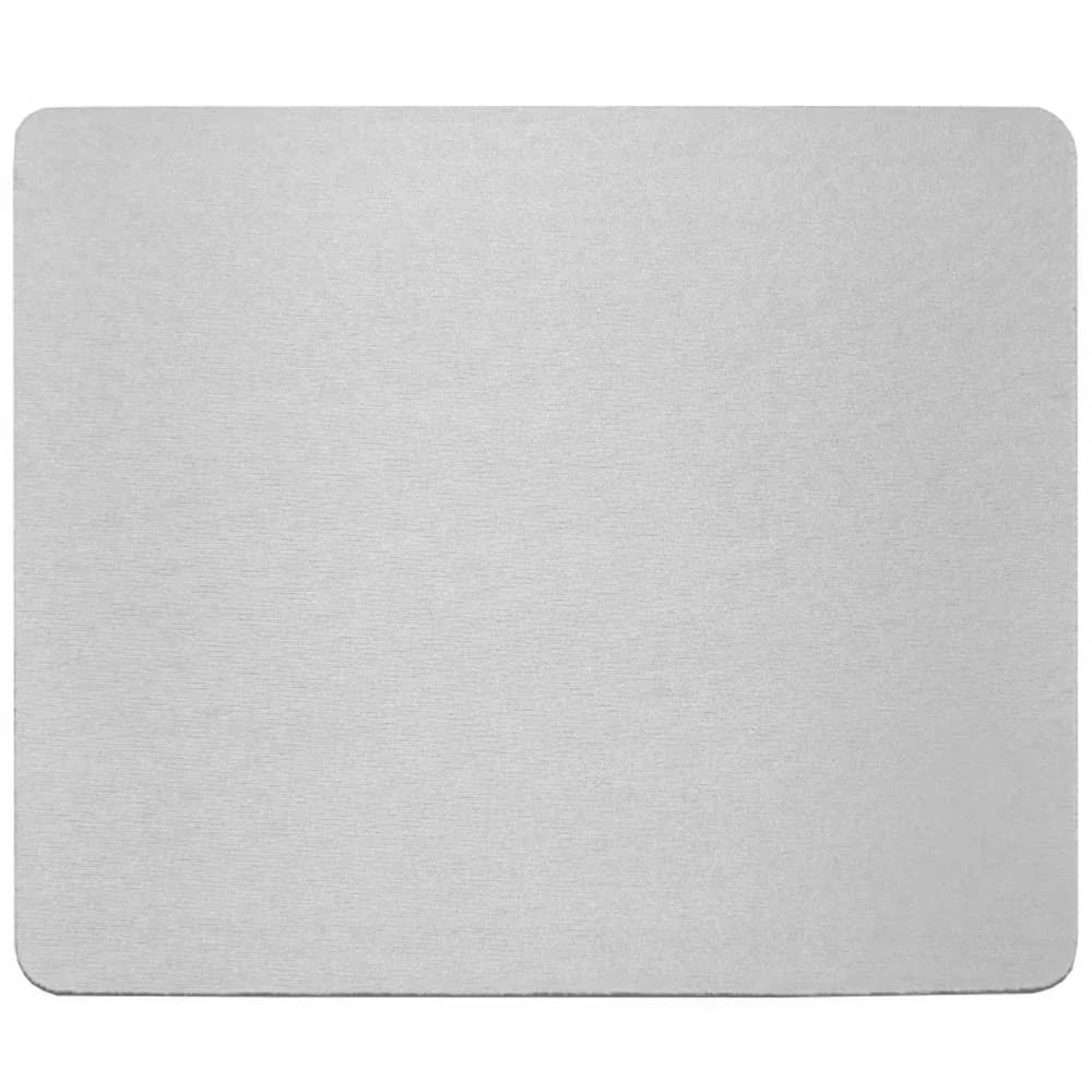 Plain light gray rectangular mouse pad with rounded corners and smooth surface.