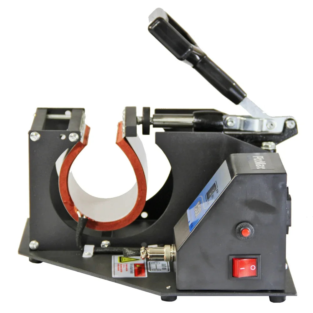 Monet Mug Making Bundle Value Printer features a sturdy black frame, red heating element, and a lever for easy mug printing