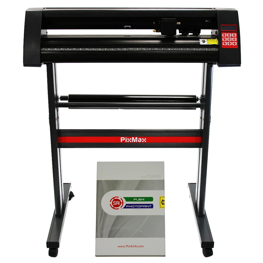 PixMax 72cm vinyl cutter with a sleek black design, red accents, and included Flexi Starter software for easy cutting projects